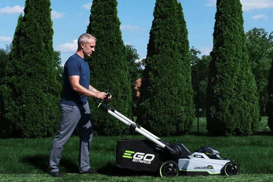 self-propelled electric lawn mower